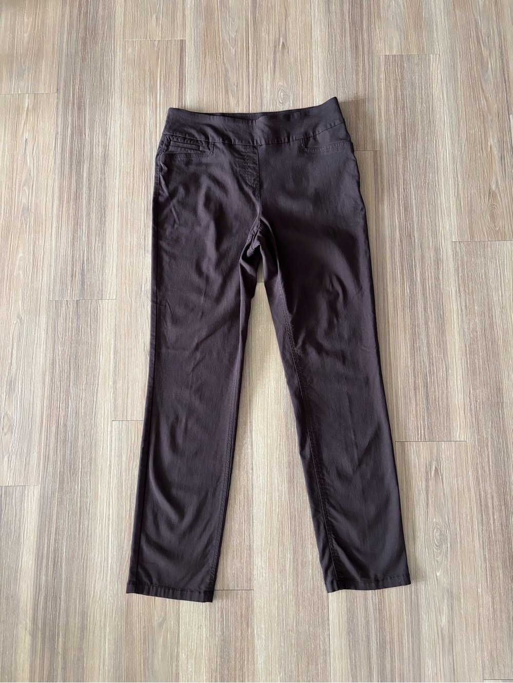 Westbound Pants Pull On Straight Leg Brown Stretch Women 12 Long Casual Utility